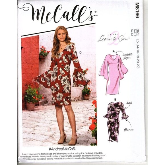 McCall's M8166 Misses 14 to 22 Learn to Sew Dresses Level 2 UNCUT Sewing Pattern - Picture 1 of 2